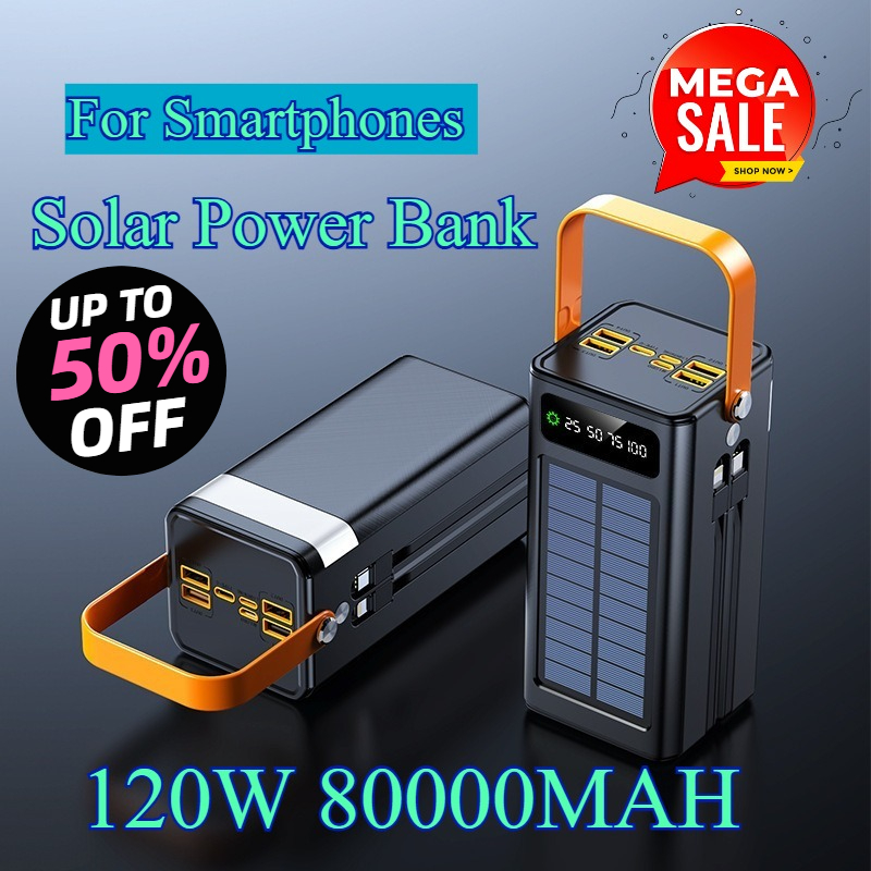 Usb Charger Dynamo - 80000mAh Solar Power Bank 120W Super