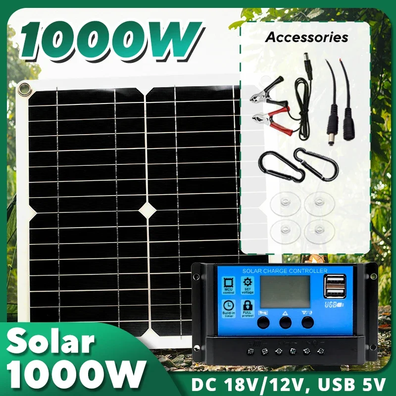 1000W Solar Panel Kit,12V Sola - огляд і ціна Usb Charger Dynamo